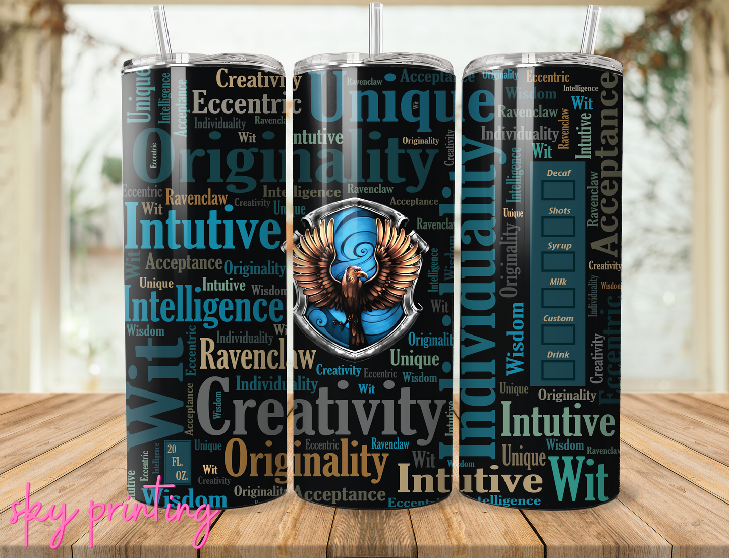 20 oz tumbler with raven claw image