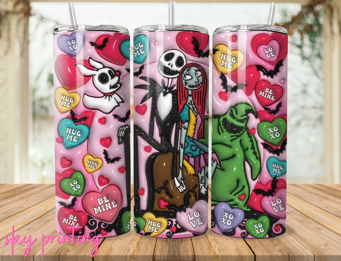 20 oz steel tumbler with plastic straw, Sally and jack
