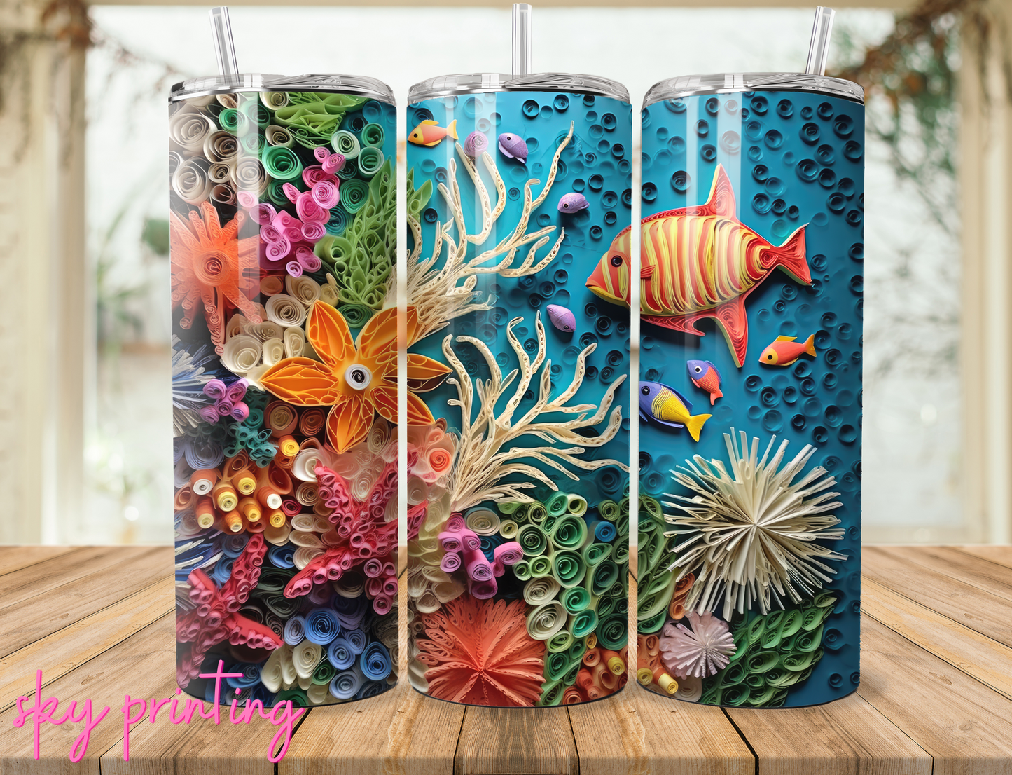 20 oz tumbler with sea image