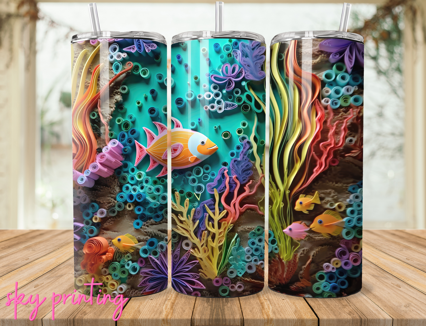 20 oz tumbler with sea image