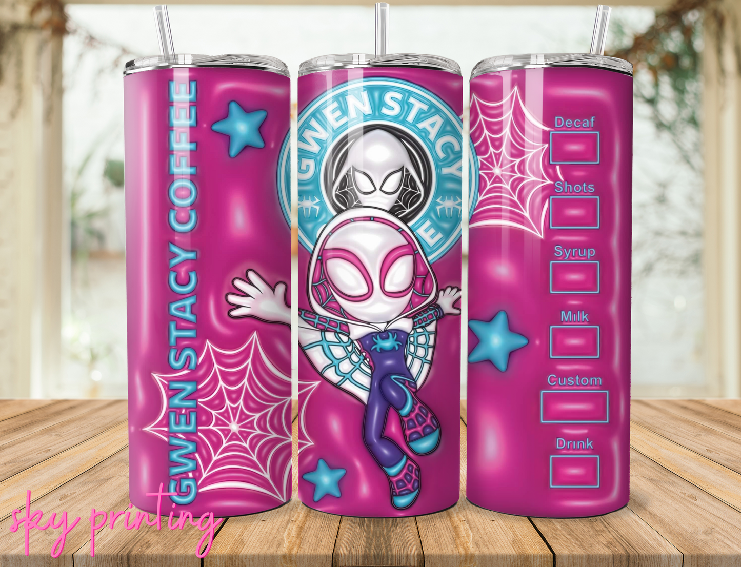 20 oz steel tumbler with plastic straw, Gwen design