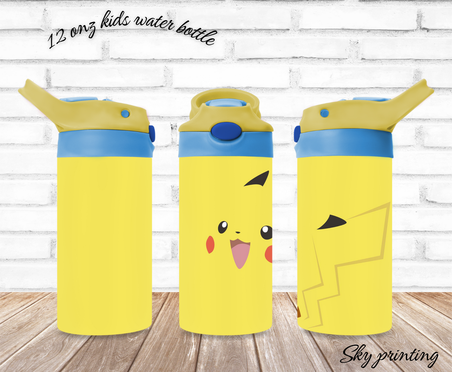 12 oz kids water bottle with Pokémon image
