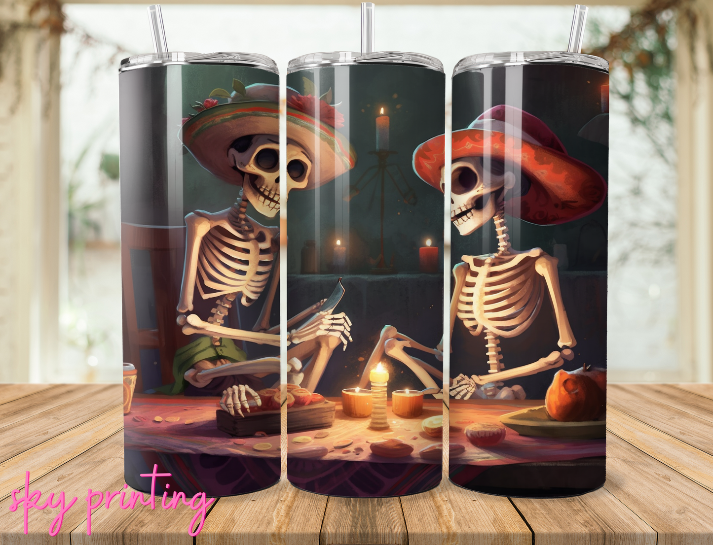 20 tumbler with dad of the dead image