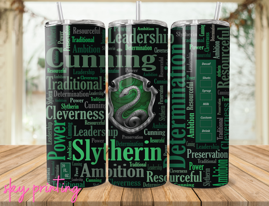 20 oz tumbler with slytherin image
