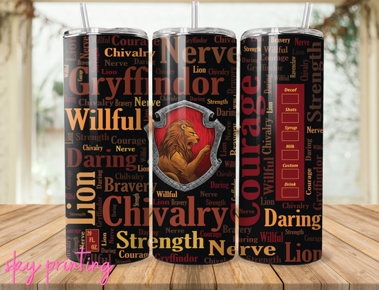 20 oz tumbler with gryfndor image