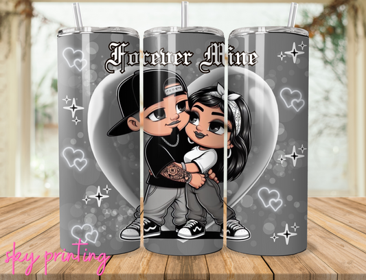 20 oz tumbler with plastic straw, Cholo love