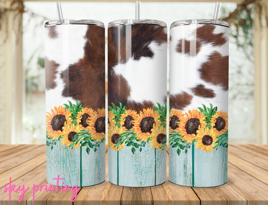 20 oz steel tumbler with plastic straw Cow girl