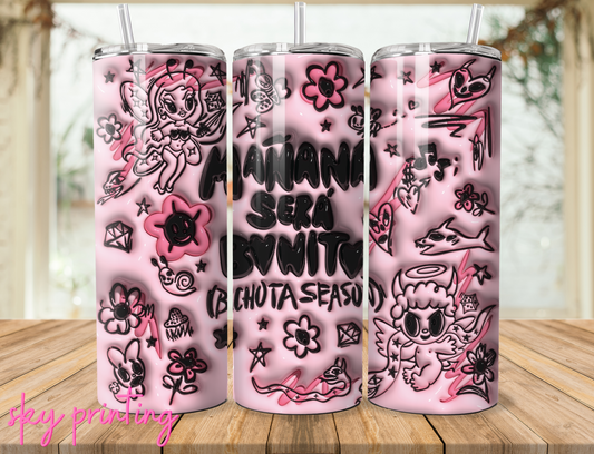 20 oz steel tumbler with plastic straw with Karol image