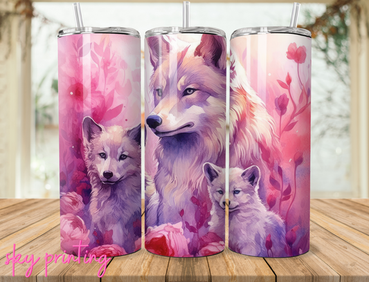 20 oz tumblers with wolves image