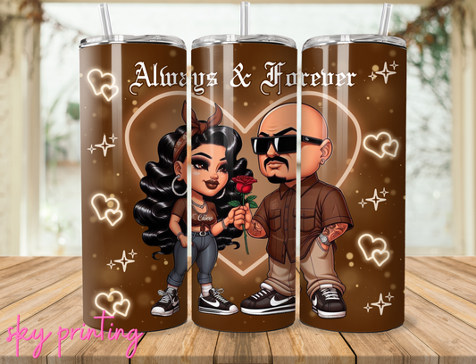 20 oz tumbler with plastic straw, Cholo love