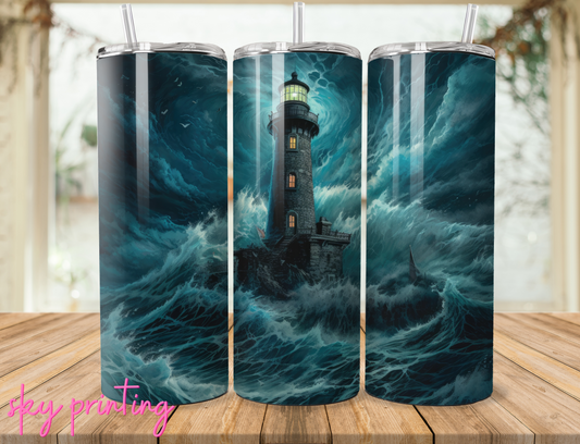 20 oz tumbler with lighthouse image