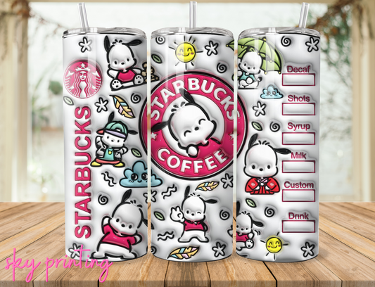 20 oz steel tumbler with plastic straw Pochacco