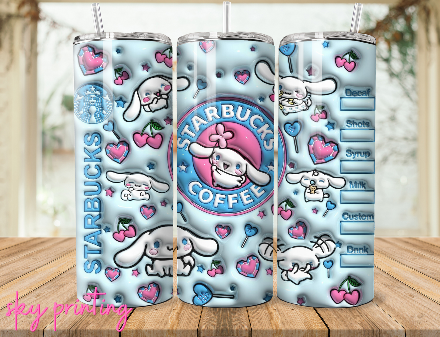 20 oz steel tumbler with plastic straw Cinnamaroll