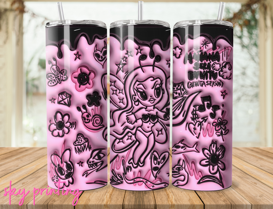 20 oz steel tumbler with plastic straw with Karol image