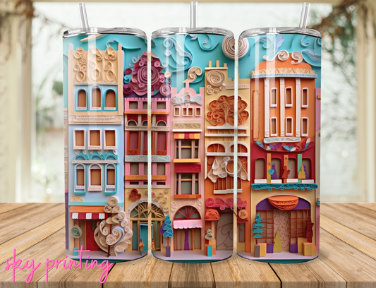 20 oz tumbler with crazy house image