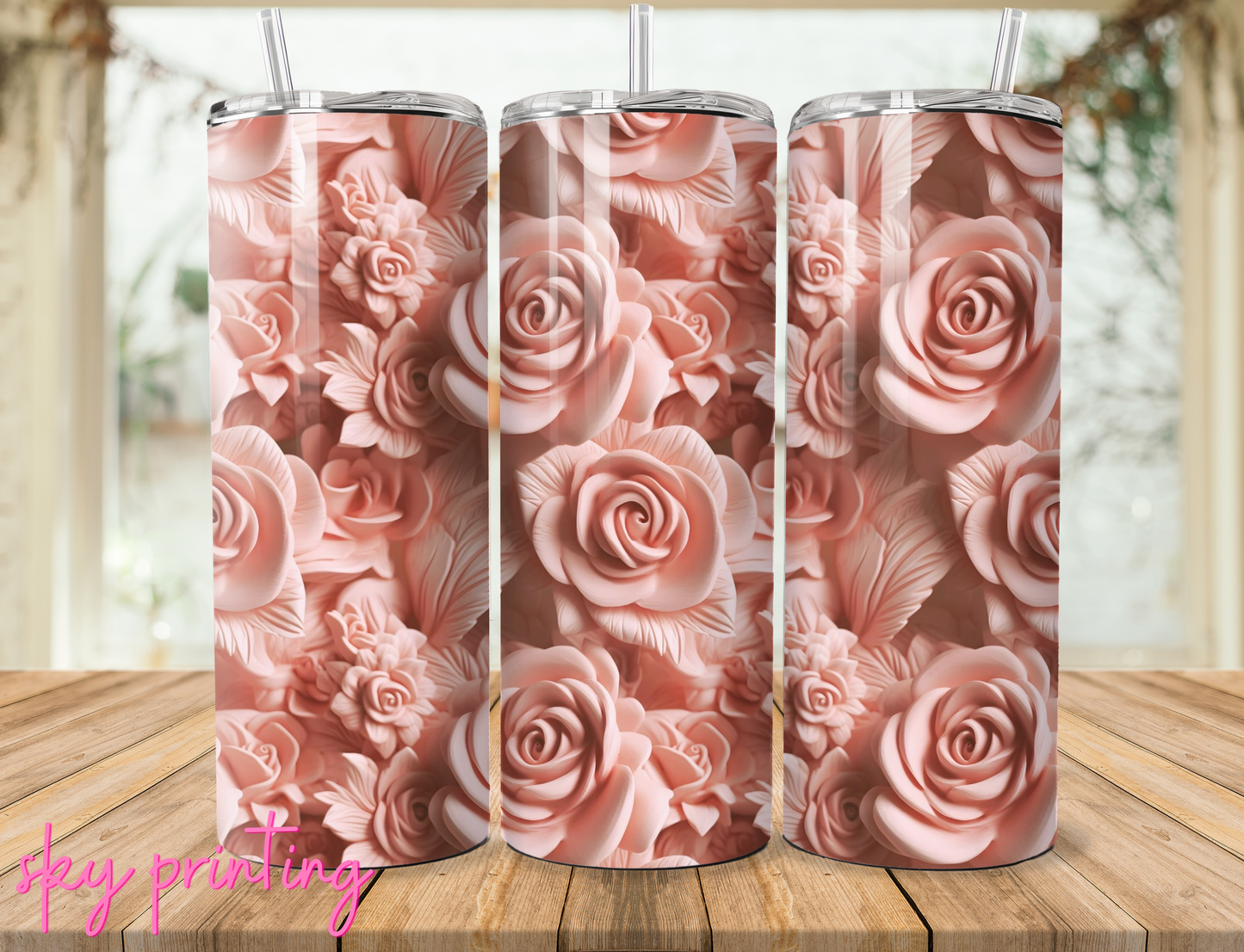 20 oz steel tumbler with plastic straw