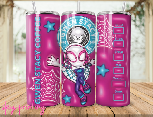 20 oz steel tumbler with plastic straw, Gwen design