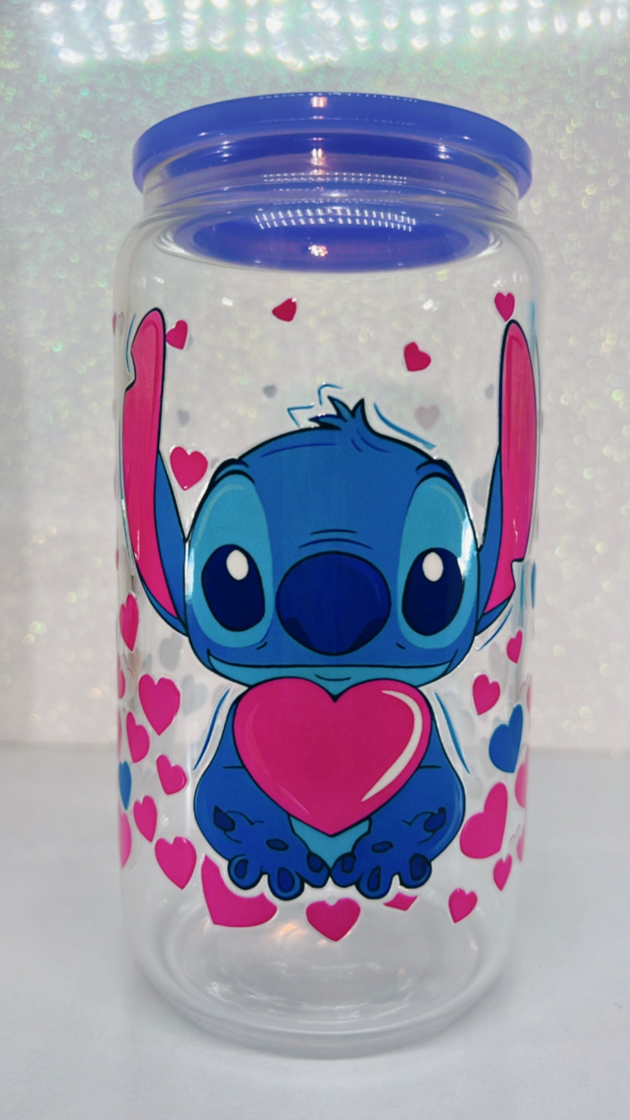 16 oz glass cup with color lids