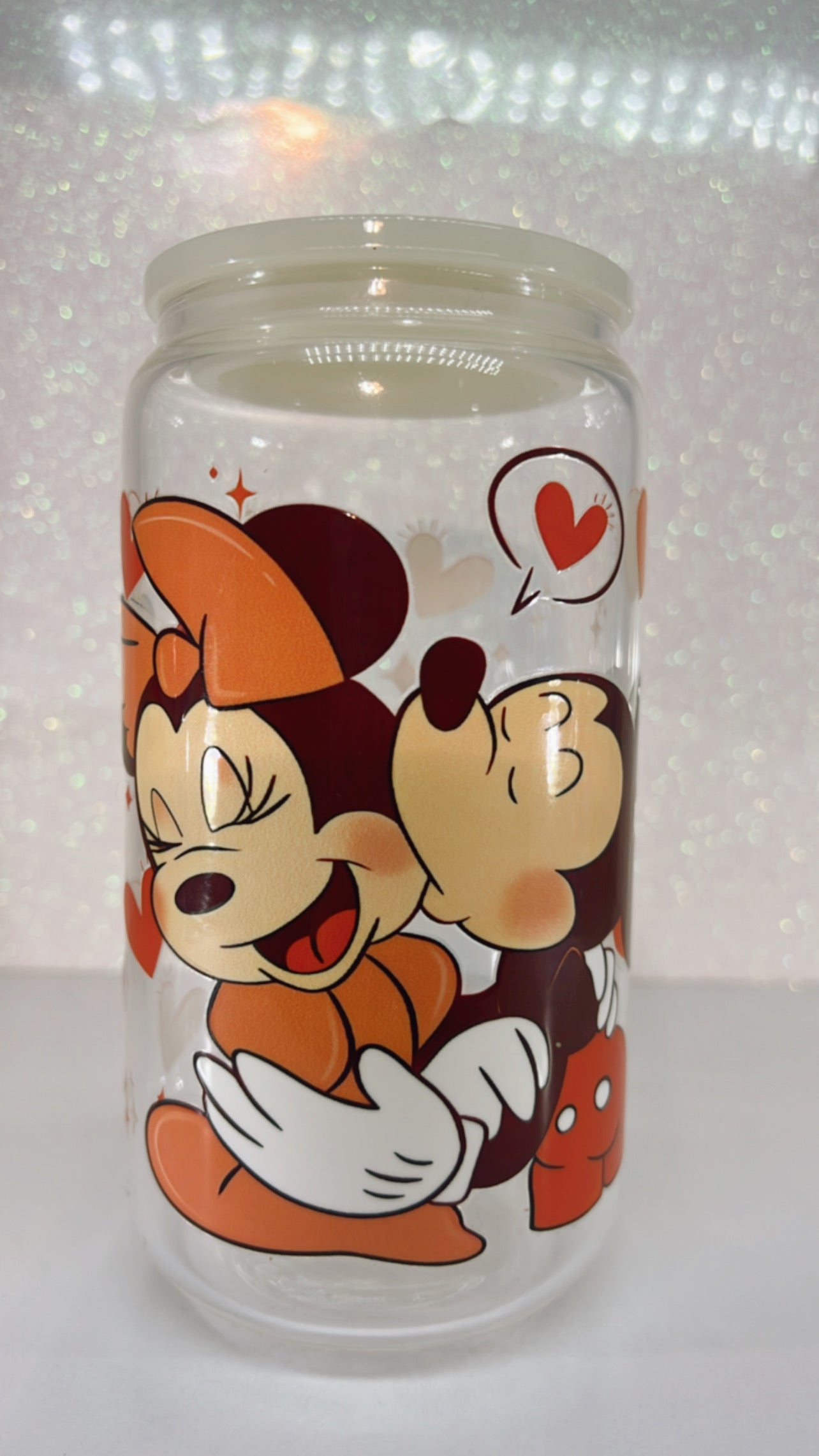 16 oz glass cup with color lids