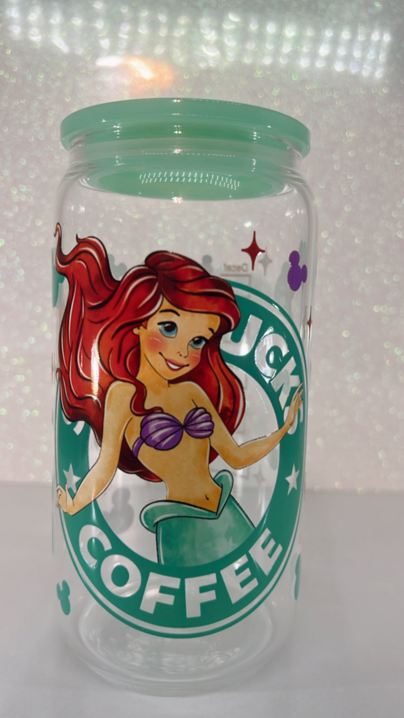 16 oz glass cup with color lids
