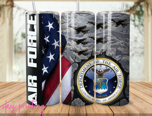 20 oz tumbler with Air Force image